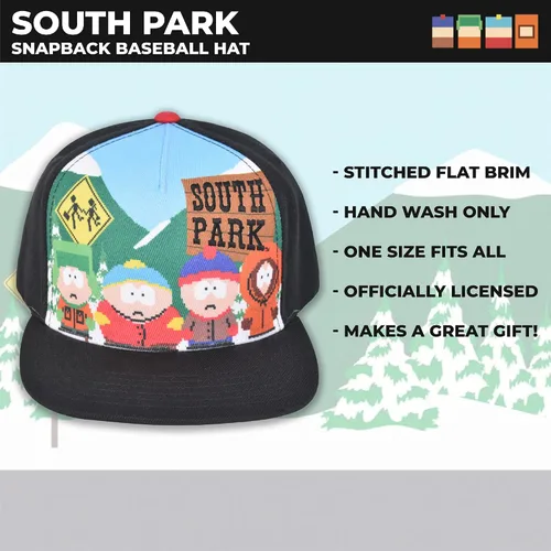 Vista 6 de Concept One South Park Gang - Gorra de béisbol ajustable de 8 bits con ala plana