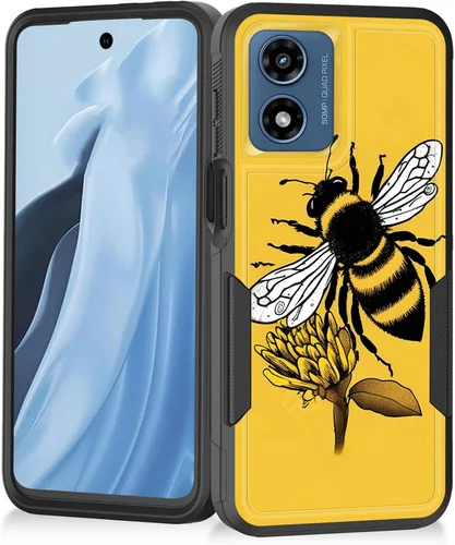 Vista 99 de Funda para Moto G Play 4G 2024, resistente de doble capa híbrida de policarbonato duro, goma suave, a prueba de golpes, funda protectora resistente