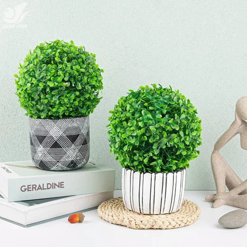 Vista 4 de Azure Zone, Juego de 2 bolas decorativas de plantas artificiales para decoración del hogar de boda