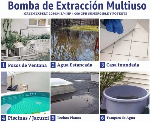 Vista 7 de Green Expert - Bomba sumergible de sumidero de 3/4 HP, máximo 4000 GPH, interruptor de flotador ajustable de alto caudal, manual automático para una