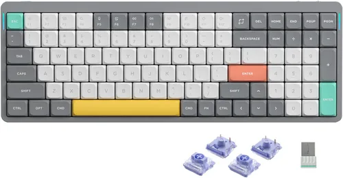 Vista 18 de nuphy Teclado mecánico inalámbrico Air96 V2, teclado retroiluminado RGB de 100 teclas, compatible con Bluetooth 5.1, 2.4G y conexión con cable