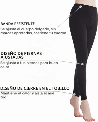 Vista 5 de Ropa interior térmica para mujer, conjunto de pijamas de manga larga, calzoncillos largos, capa base sólida ultra suave, regalos con caja Negro