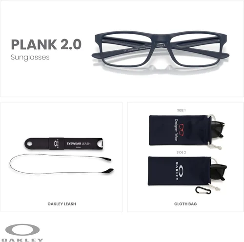 Vista 8 de Oakley Plank 2.0 OX8081 - Lentes rectangulares para hombre y mujer, kit de correa de accesorios, bolsa de microfibra