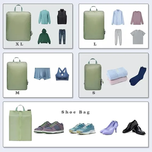 Vista 114 de BAGAIL 4 Set/6 Set Ultraligero Compresión Embalaje Cubos Organizador de Embalaje para Accesorios de Viaje Equipaje Maleta Mochila