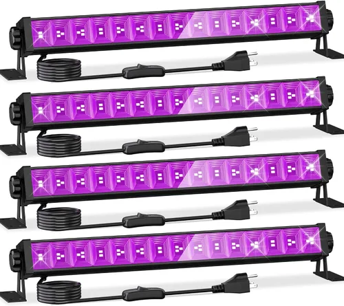 Vista 10 de Paquete de 2 luces LED negras de 42 W, barras de luz negra con enchufe+interruptor+cable de 6 pies, luz negra para fiesta brillante, póster