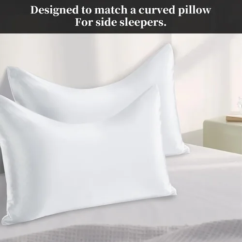 Vista 5 de HOMBYS Juego de 2 fundas de almohada curvadas de tamaño Queen (97% poliéster, 3% elastano), funda con cremallera, suave, suave y transpirable