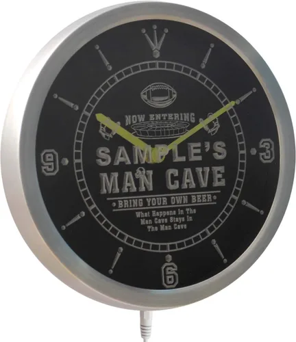 Vista 2 de ADVPRO ncqa-tm Nombre personalizado hombre cueva fútbol bar cerveza neón signo LED reloj de pared