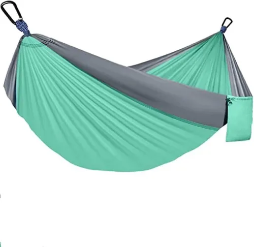 Vista 48 de Hamaca doble ajustable de capacidad de 550 libras con soporte de acero resistente de 10 pies, incluye funda de transporte portátil, fácil de Azul
