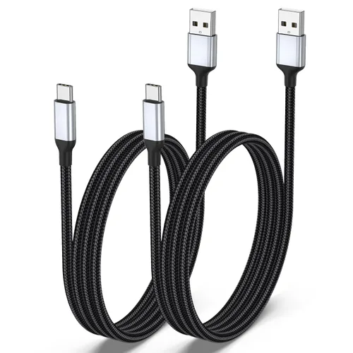 Vista 10 de Cable USB C de 6 pulgadas de carga rápida de 60 W, paquete de 2 cables cortos USB-A a USB-C, cable trenzado USB a USBC de Apple de 0.5 pies, cable
