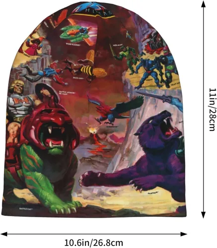 Vista 7 de Pobecan He-Man and The Masters Anime of The Universe - Gorro de punto de anime para hombres, mujeres, adolescentes, color negro, Negro