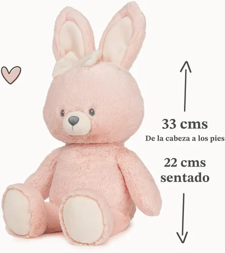 Vista 2 de GUND Baby Peluche de Conejo Sostenible, Animal de Peluche Hecho de Materiales Reciclados, Regalo para Bebés y Recién Nacidos, Rosa/Crema, 13