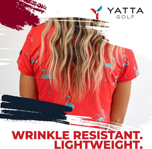 Vista 6 de YATTA GOLF Polo de golf para mujer resistente a las arrugas absorbe la humedad y cuello en V para mujer