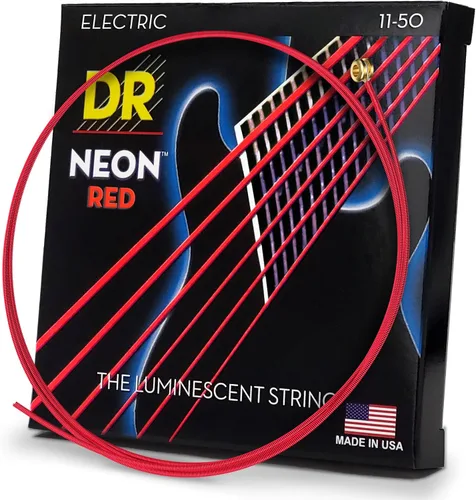 Vista 24 de DR Strings NBE-9 - Cuerdas para guitarra eléctrica de color azul neón de alta definición, cuerda ligera, 9-42