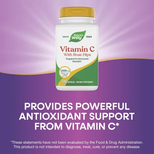 Vista 4 de Nature's Way Vitamina C-500 con Rose HIPS; 1000 mg por porción; 100 cápsulas