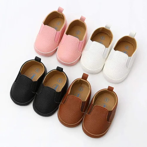 Vista 2 de Meckior - Zapatos para recién nacidos, tipo mocasines de lona con suela suave para recién nacidos, bebés, niños y niñas que estén dando sus primeros