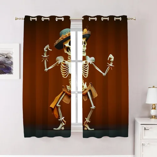 Vista 102 de Cortinas opacas de poliéster multicapa marrón con diseño de bosque natural, 2 unidades, 26 x 24 pulgadas