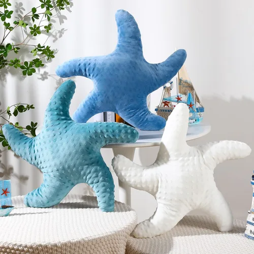 Vista 7 de Fumete Almohada de estrella de mar en forma de estrella de mar de playa de 20 pulgadas, lindo animal de peluche, decoración costera, almohada