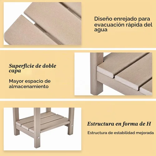 Vista 4 de Apolimi Adirondack - Mesa auxiliar para exteriores, mesa auxiliar de patio resistente de 2 niveles resistente a la intemperie, mesa auxiliar sólida
