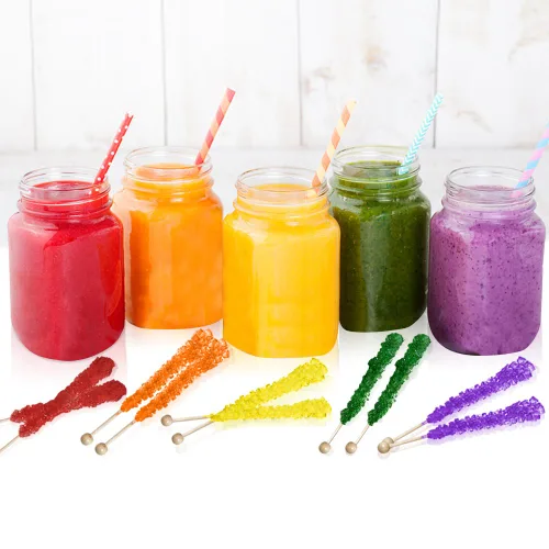 Vista 5 de Palitos de roca de caramelo extra grandes: 18 palitos de roca de caramelo verde - Manzana verde - Envueltos individualmente para recuerdos