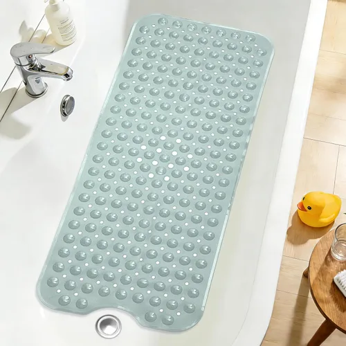 Vista 35 de Tapete de ducha negro antideslizante de 17 x 30 pulgadas, tamaño estándar, tapete de baño de burbujas suaves para ducha interior, tapete de baño