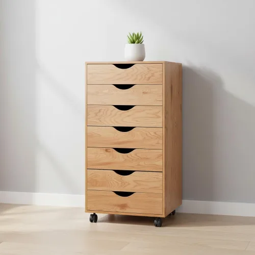 Vista 18 de Naomi Home Archivador de oficina con ruedas para debajo del escritorio, con 5 cajones y gabinete de almacenamiento lateral, organizador móvil