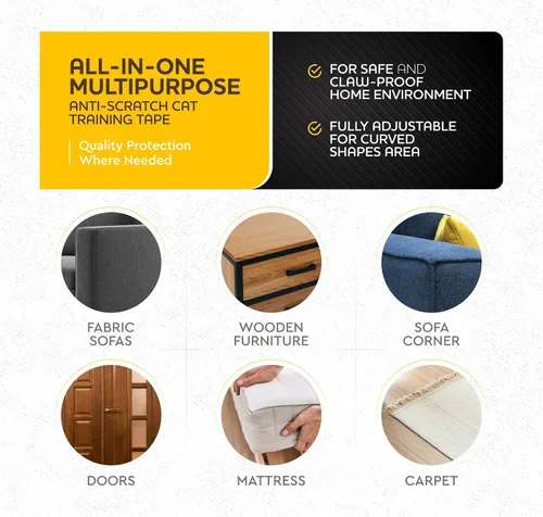 Vista 8 de Paquete de 20 protectores de muebles antiarañazos para gatos, protector de sofá para gatos, cinta disuasoria de entrenamiento para arañazos de sofá