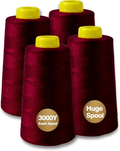 Vista 23 de Hilo serger blanco y negro, hilo multiusos para coser, poliéster, 4 conos de 2743 m cada uno para máquina de coser