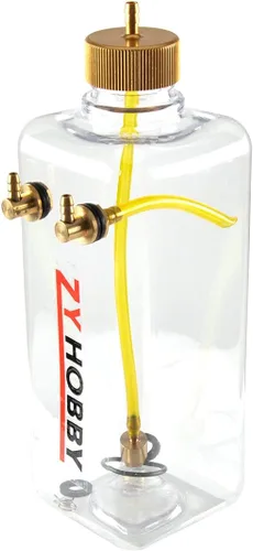 Vista 4 de Tanque de combustible de gas RC 23.7 fl oz, botella de combustible ZYHOBBY para modelo de avión RC en plástico transparente de EE. UU