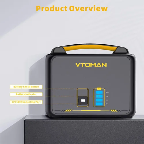 Vista 5 de VTOMAN Jump 600X Batería extra 640Wh para Jump 600X Estación de energía portátil, LiFePO4 (LFP) Batería de expansión de reserva con protección BMS