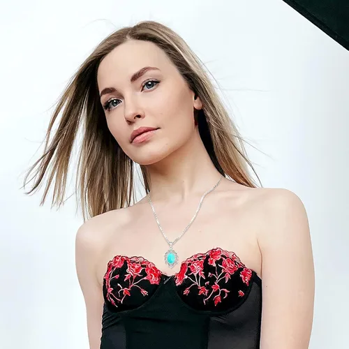 Vista 28 de Joyas de turquesa para mujeres y hombres de plata de ley 925 con colgante de urna para cenizas, collar con medallón de imagen, martillo de Thor