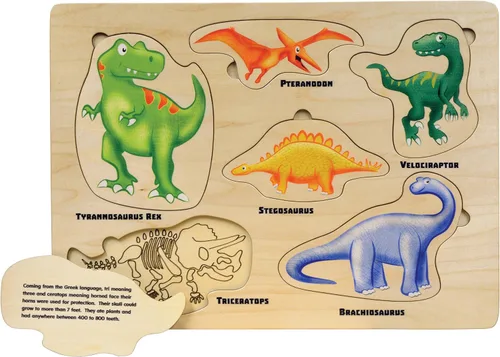 Vista 2 de Rompecabezas de dinosaurios para levantar y aprender, fabricado en Estados Unidos