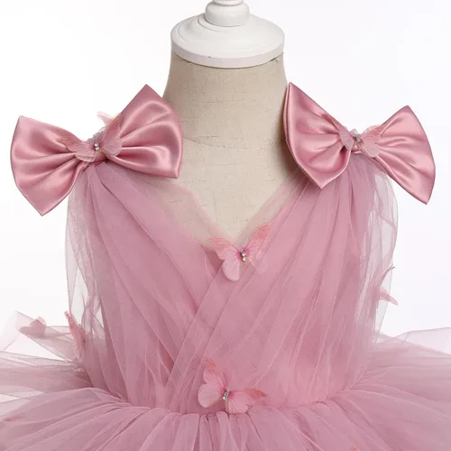 Vista 3 de IMEKIS Toddler Girls Butterfly Birthday Dress Rainbow Tulle Formal Wedding Party Ruffle Tutu Dresses Photo Shoot