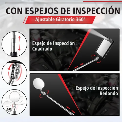 Vista 4 de Juego de herramientas de recogida magnética, linternas telescópicas