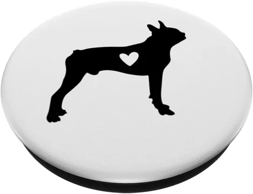 Vista 2 de Boston Terrier Heart Funny Boston Bull Terrier Pet Dog Lover PopSockets Standard PopGrip