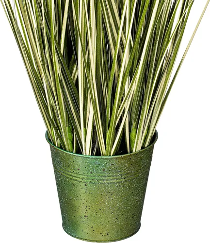 Vista 4 de Vickerman Everyday - Hierba verde artificial abigarrada de 37 pulgadas con maceta de hierro, decoración de plantas de césped sintético, acento