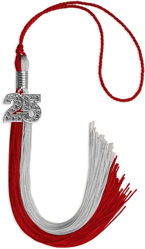 Vista 9 de Endea Graduation Borla de doble color con dije de plata brillante (negro/oro antiguo, 2025)
