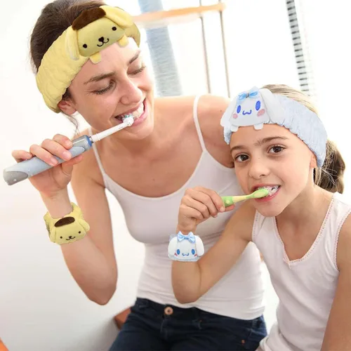 Vista 3 de Set de Diadema y Muñequera de Spa Kawaii para Lavado Facial, Lindas Diademas de Cuidado de la Piel Suave para Mujeres y Niñas, Diadema de Maquillaje