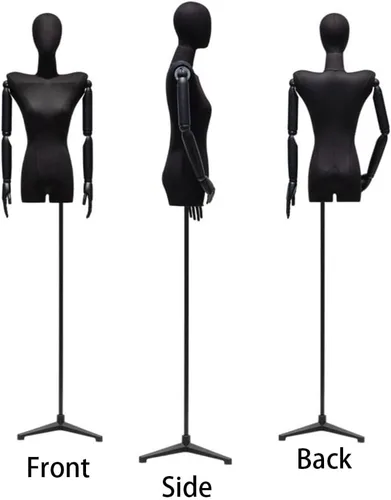 Vista 7 de Adjustable Black Female Mannequin Dress Form, 65.7-87.4 inch, Detachable Arms & Head, Size S/Small, Perfect for Jewelry Display & Fashion Retail