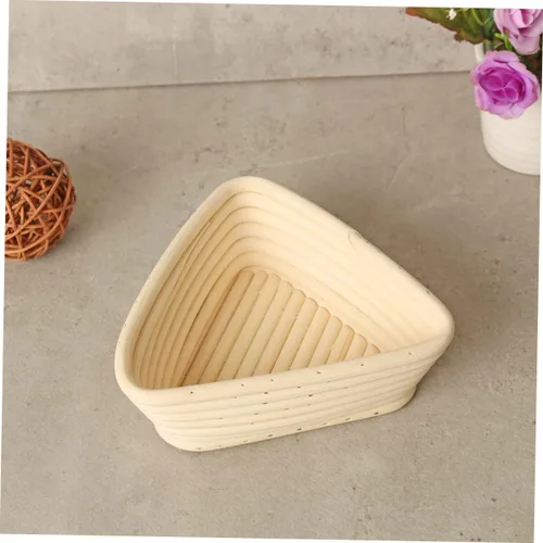 Vista 7 de HEMOTON Cesta de prueba tejida a mano, 2 unidades, triangular, suministros para hornear, color caqui, para panaderos caseros para masa madre
