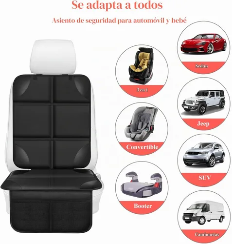 Vista 7 de Protector de Asiento de Coche, Protector de Asiento con Acolchado Grueso Debajo del Asiento de Coche del Bebé, Funda de Asiento de Tela Negro