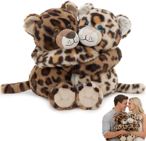 Vista 8 de MorisMos Dúo de Animales de Peluche de Leopardo, Congelables y Aptos para Microondas, Juguete de Leopardo de Brazos Largos para Abrazar, Almohadilla