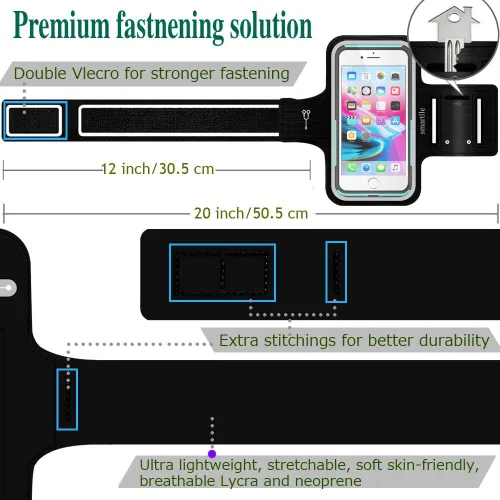 Vista 6 de Soporte para teléfono con brazo para correr, brazalete celular para iPhone 15 14 13 12 11 Pro Max/XR/8 7 6s Plus, para Galaxy A/S/Note hasta 6.9