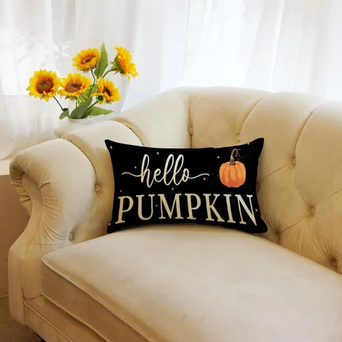 Vista 4 de Ogiselestyle Hello Pumpkin - Funda de almohada de 12 x 20 pulgadas, decoración de lunares para el hogar, sofá, otoño y Acción de Gracias