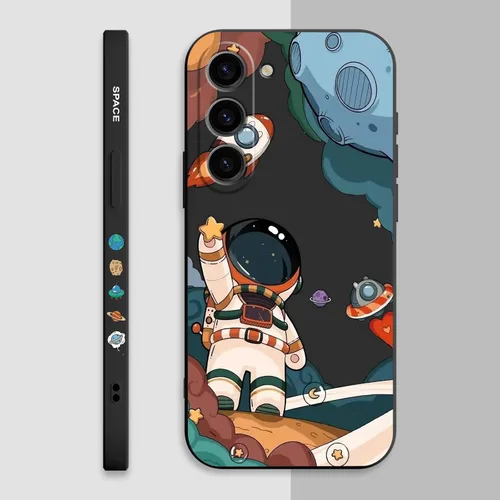 Vista 8 de LEECG Funda protectora para Samsung Galaxy S23, patrón de astronauta a prueba de golpes, anticaídas, para Samsung S23, negro astronauta