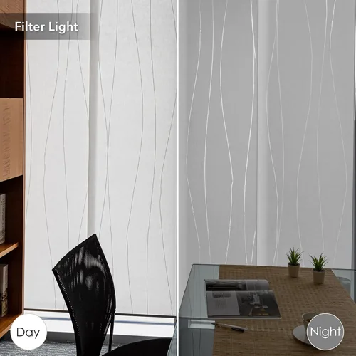 Vista 4 de GoDear Design Persianas de panel deslizante ajustable, persianas verticales blancas, pista extensible de 45.8 a 86 pulgadas de ancho, cortinas