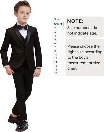 Vista 3 de PLAVICT Trajes de niño de 5 piezas, cintura ajustable, conjunto formal para niños