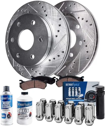 Vista 29 de Detroit Axle - Kit de frenos para Chevrolet Cruze 2011-2015 2013-2016 Sonic 2016 Cruze Limited Rotores de freno de disco ranurados perforados