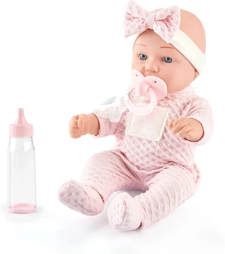 Vista 2 de Juego de muñecas realistas de 12 pulgadas en caja de regalo, incluye chupete, botella y manta suave, juguete de muñeca recién nacida para niñas
