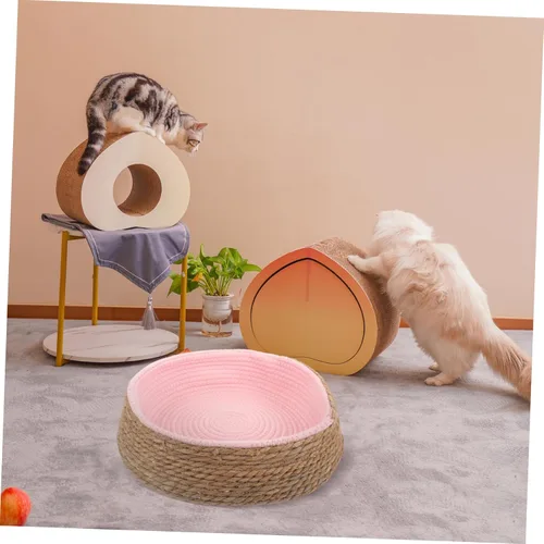 Vista 8 de balacoo Cama de ratán para mascotas, cojín redondo, camas para mascotas para perros pequeños, cama circular para perros, suministro de dormir