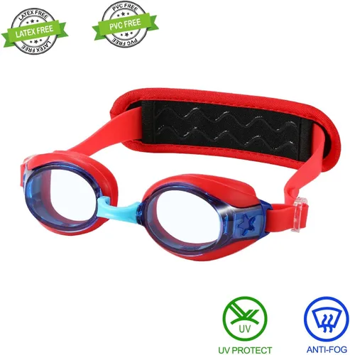 Vista 2 de Gafas de natación para niños de 2 a 6 años, gafas para niños sin jalar el cabello, gafas para niños con banda para la cabeza acolchada
